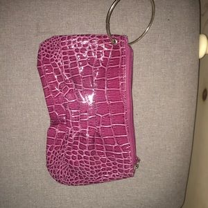 Faux leather snakeskin wristlet